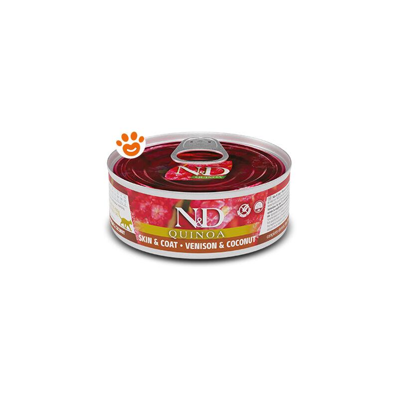 foto del prodotto cat n d quinoa skin coat cervo e cocco cat n d quinoa skin coat cervo e cocco lattina da 80 gr farmina