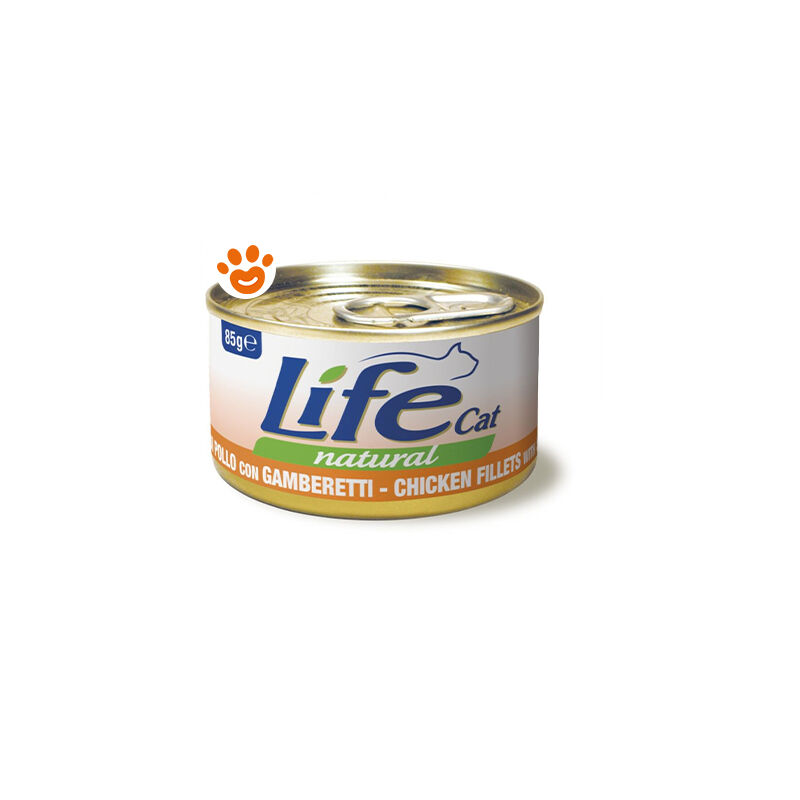 foto del prodotto cat natural con pollo e gamberetti cat natural con pollo e gamberetti lattina da 85 gr life