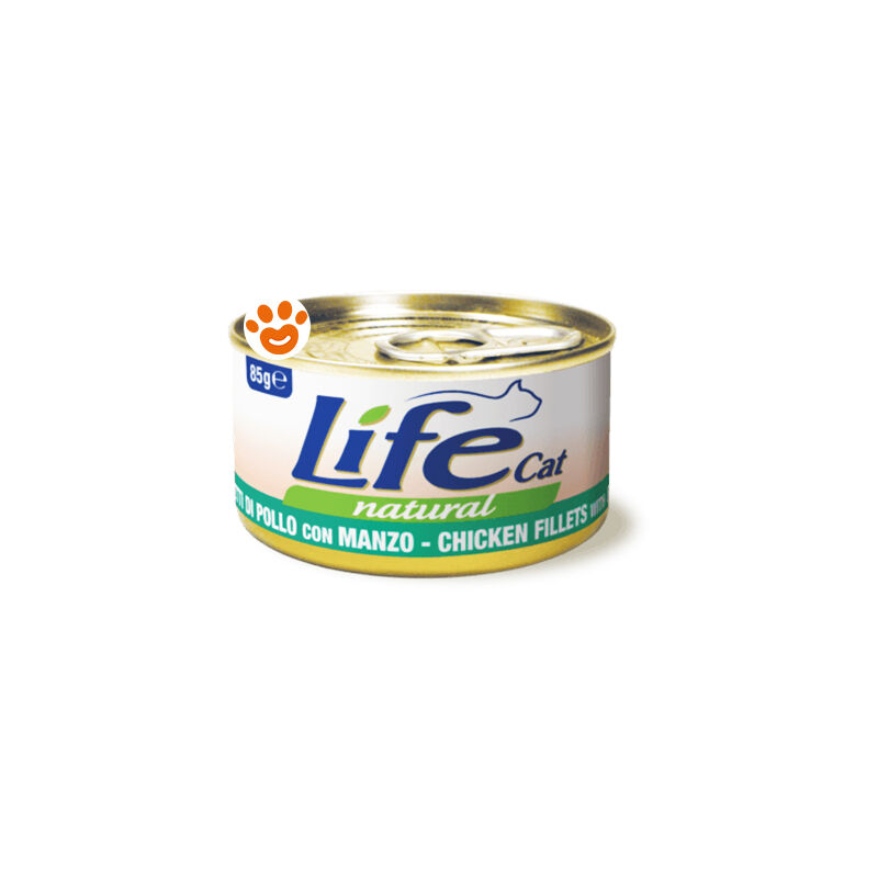 foto del prodotto cat natural filetti di pollo con manzo cat natural filetti di pollo con manzo lattina da 85 gr life