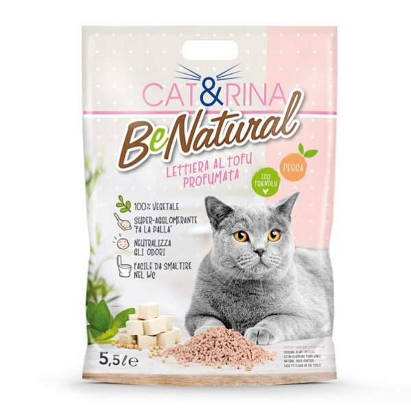 foto del prodotto cat rina benatural lettiera vegetale per gatti al tofu - 5,5 l - pesca - lettiera vegetale - 1 ordine scegli lo sconto bzr5 bzr20 200 punti fedeltà