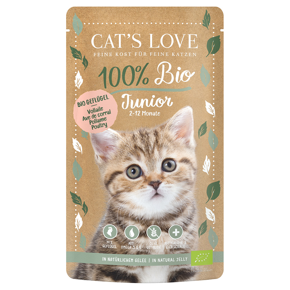foto del prodotto cat's love bio 12 x 100 g umido gatto - junior pollame bio