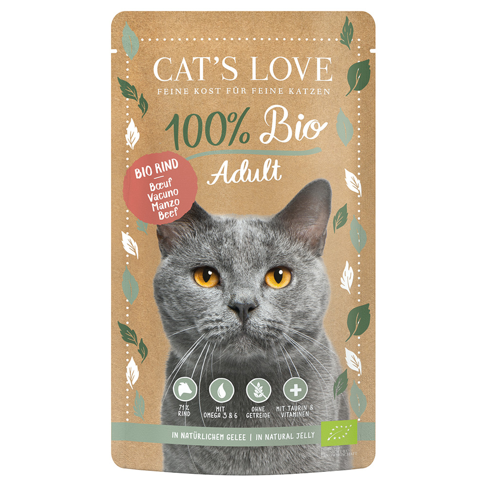 foto del prodotto cat's love bio 12 x 100 g umido gatto - manzo bio