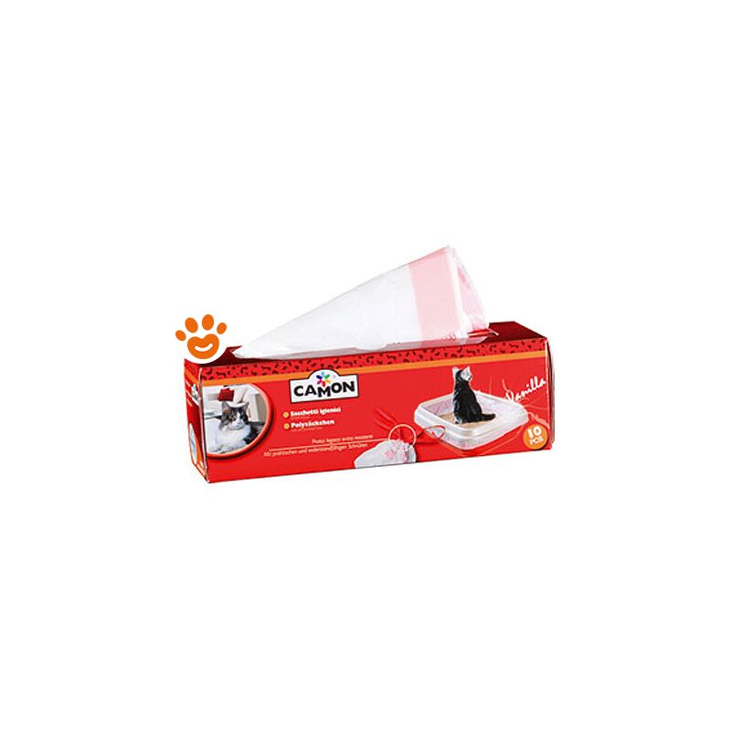 foto del prodotto cat sacchetti igienici profumati con maniglia cat sacchetti igienici profumati con maniglia confezione da 10 pz camon