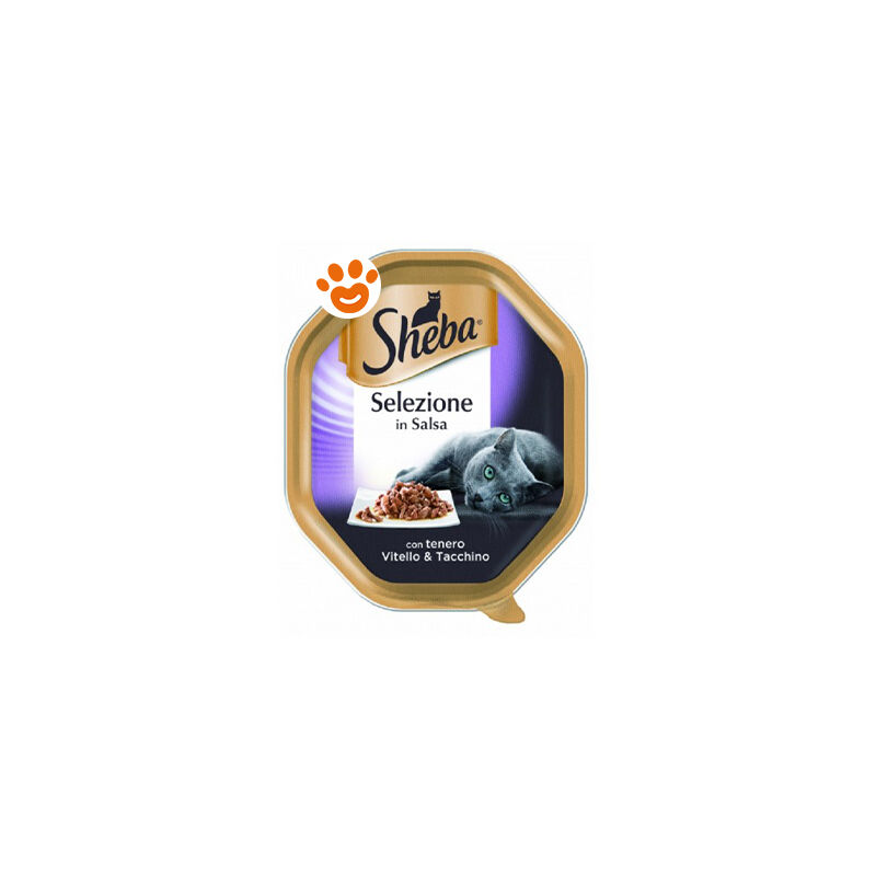 foto del prodotto cat selezione in salsa con vitello e tacchino cat selezione in salsa con vitello e tacchino vaschetta da 85 gr sheba