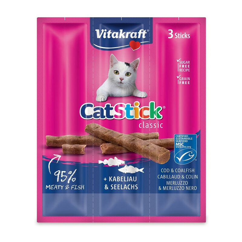 foto del prodotto cat stick con merluzzo e merluzzo nero da 3 pz vitakraft
