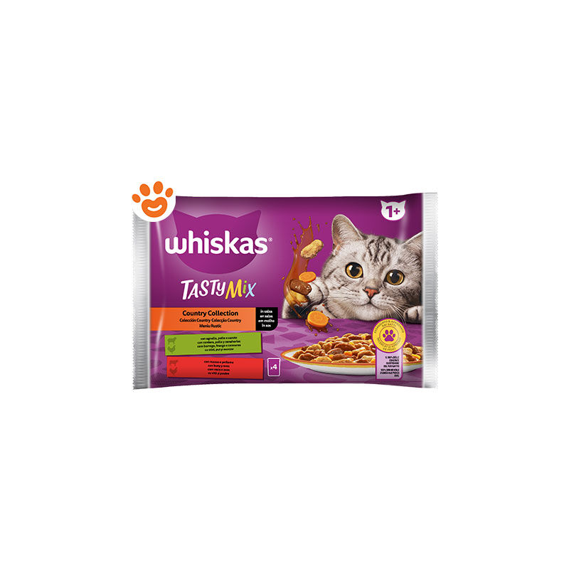 foto del prodotto cat tasty mix country collection in salsa agnello pollo e carote, manzo e pollame 1 cat tasty mix country collection in salsa agnello pollo e