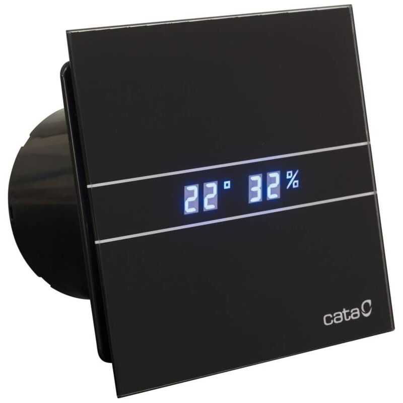 foto del prodotto cata e 100 gth bk estrattore da bagno, timer hygro, 8 w, vetro nero