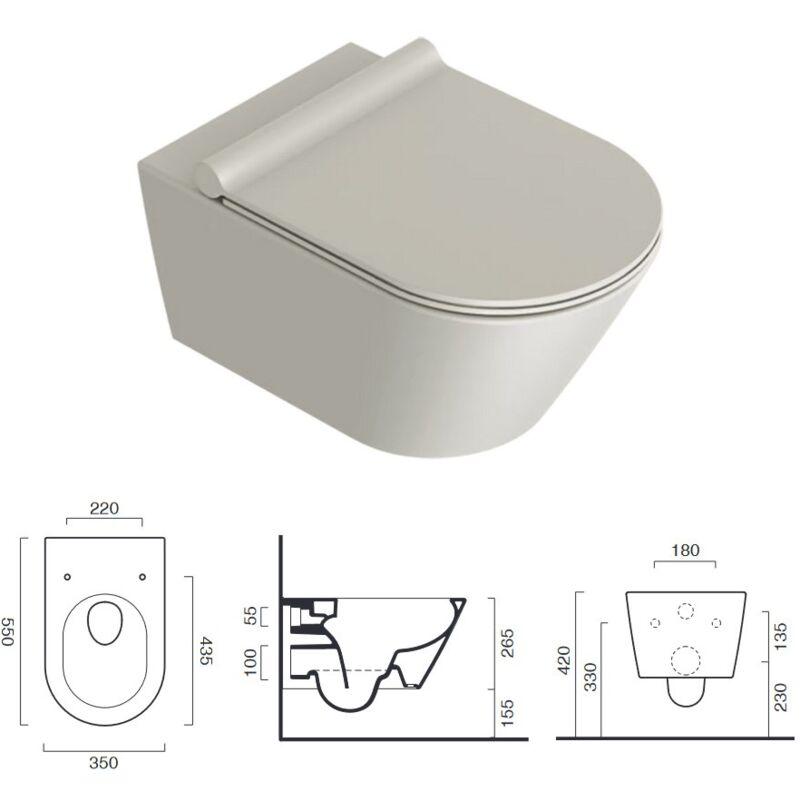 foto del prodotto catalano vaso wc sospeso zero 55 newflush scarico senza brida . cemento satinato. sedile non compreso 0111550023