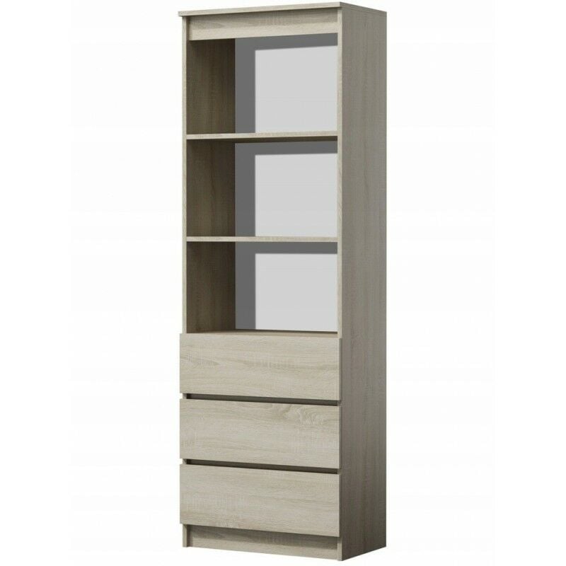 foto del prodotto catania libreria moderna 3 cassetti 2 ripiani 180x60x35 mobile contenitore librerie decorative aspetto legno
