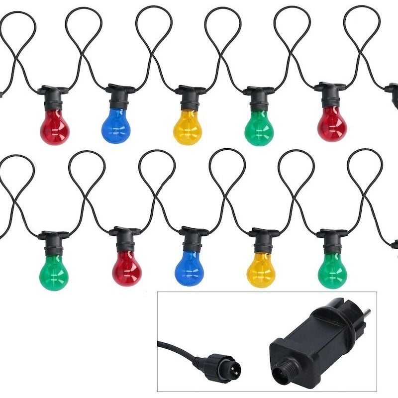foto del prodotto catena 10 led e27 multicolor 24v 220v 5 metri