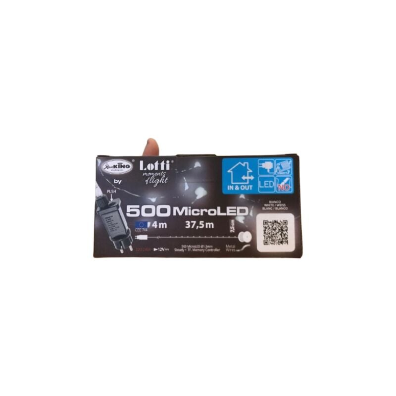 foto del prodotto catena 500 microled bianco 4 37.5m cavo metal argento lotti importex