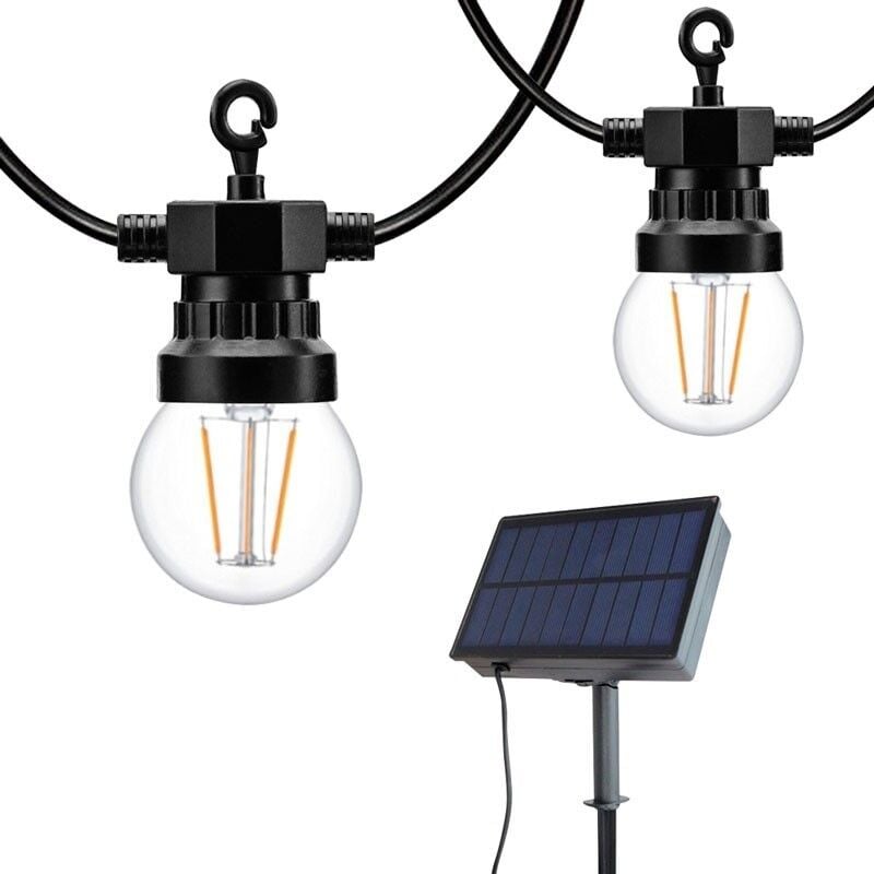 foto del prodotto catena a led con pannello solare 8 metri con 10 lampadine