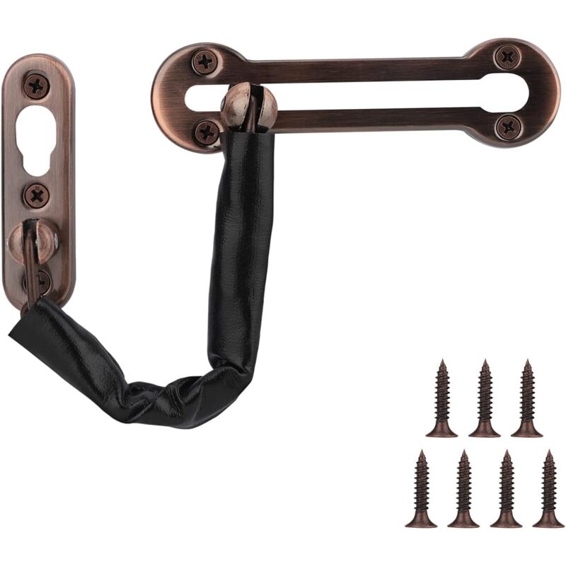 foto del prodotto catena antifurto in acciaio inox, catena in similpelle, serratura di sicurezza per porte scorrevoli, ideale per interni di hotel e case. bebusingoto