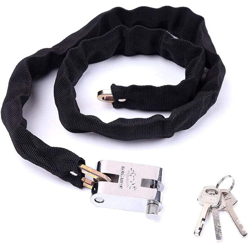 foto del prodotto catena antifurto per moto resistente, 3 chiavi, 100 cm, nera sollbry