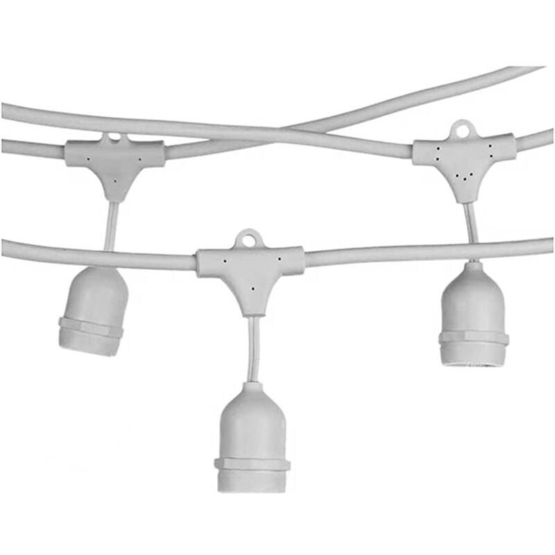 foto del prodotto catena catenaria luminosa 10 metri bianca per 10 lampadine led e27 da esterno ip65 pendente