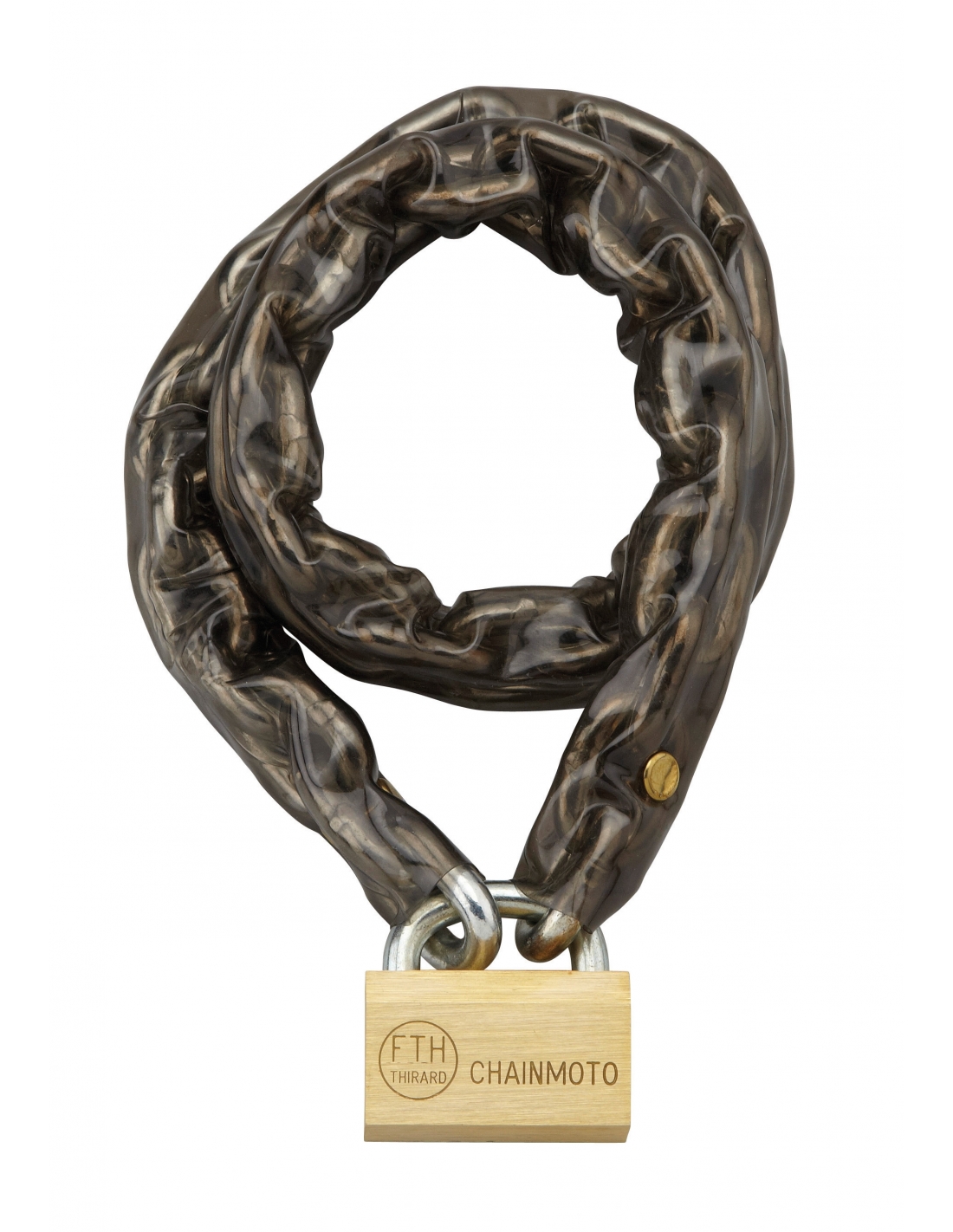 foto del prodotto catena d 39 acciaio cementato 10mm con chiave loops, moto, barriere, 8mm, 0.9m, guaina in pvc, lucchetto, 3 chiavi thirard