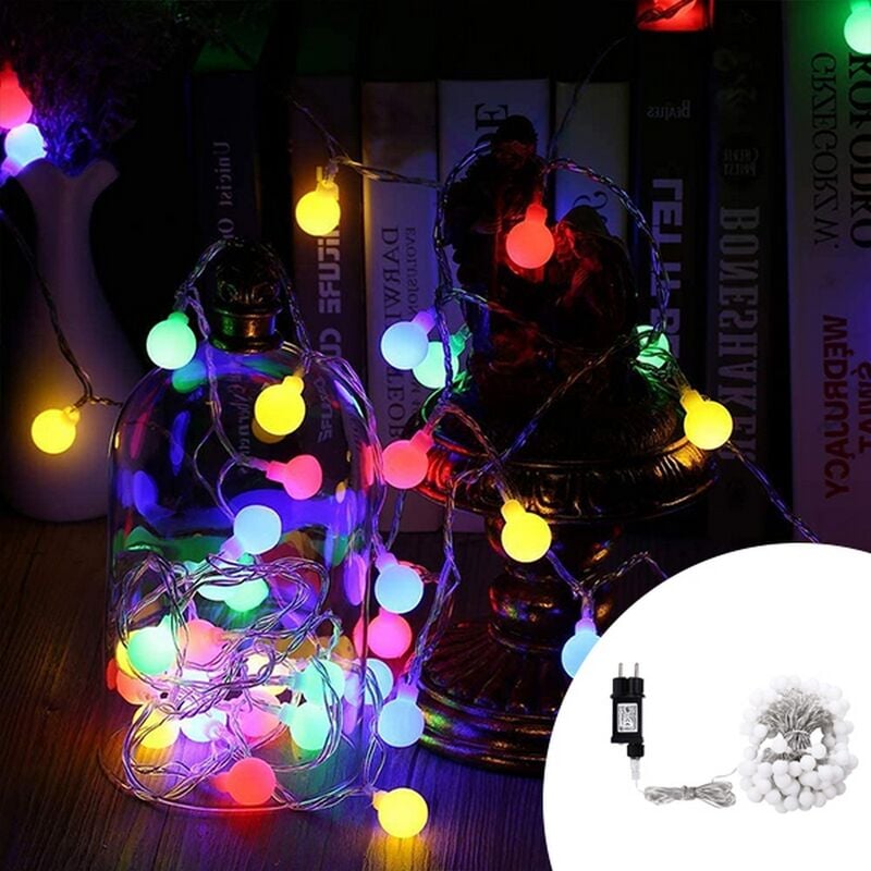 foto del prodotto catena decorata con 160 led a mini sfere luminose multicolore 16 metri con cavo trasparente wisdom