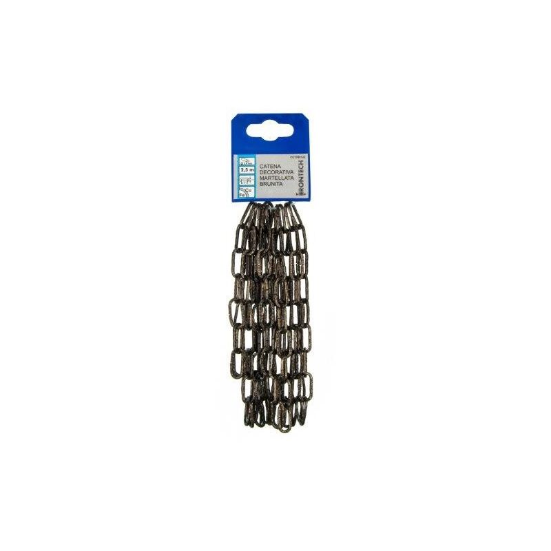 foto del prodotto catena decorativa pretagliata 2 mm. in acciaio martellato brunito 2,5 mt.