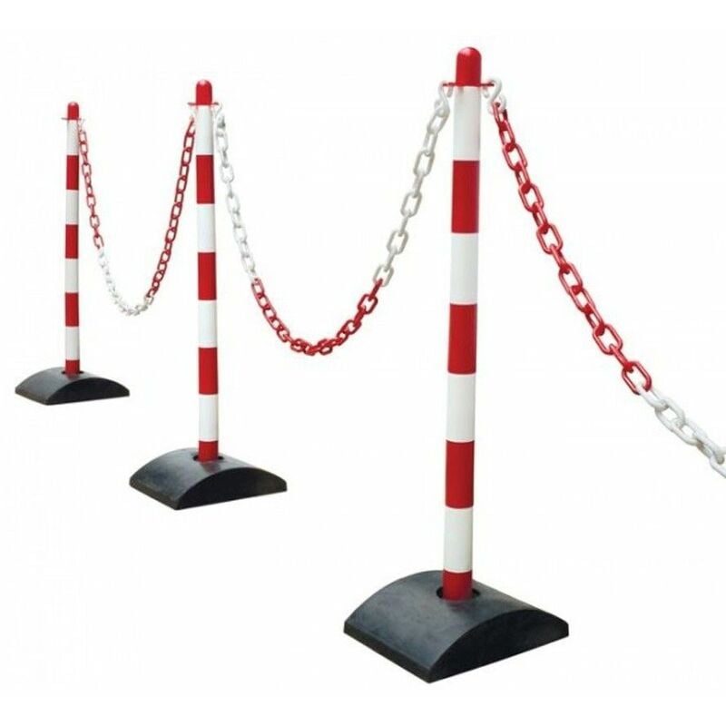 foto del prodotto catena delimitazione in plastica bianca rossa spessore 6 mm rotolo 25 mt brixo