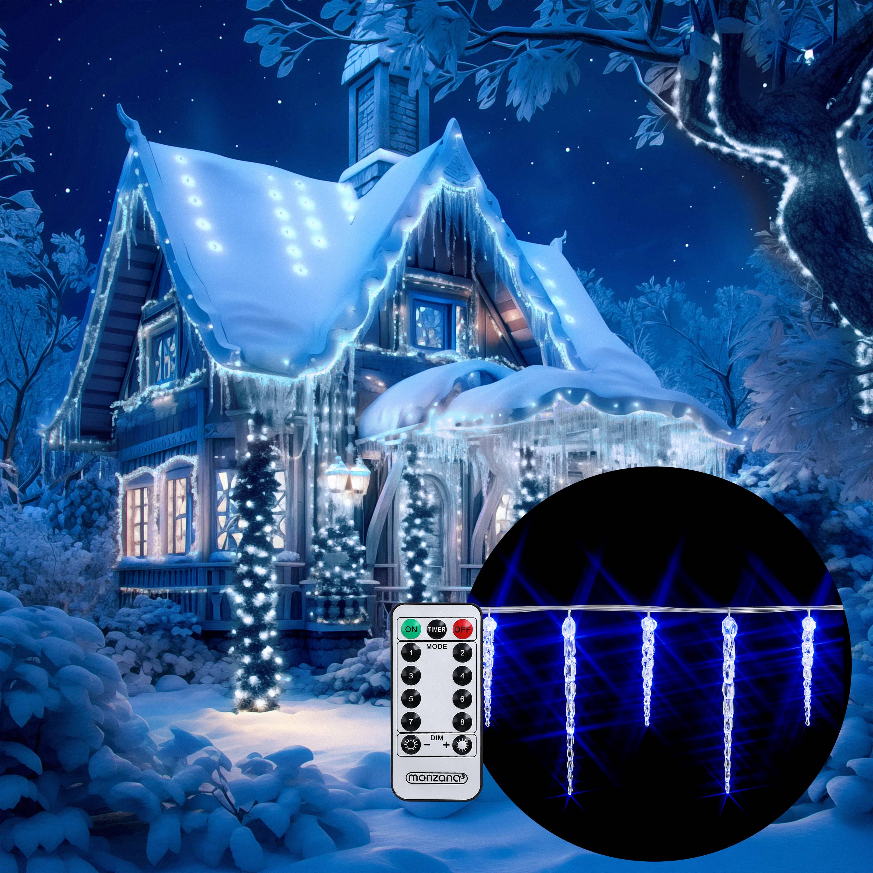 foto del prodotto catena di ghiaccioli led 10,4m blu