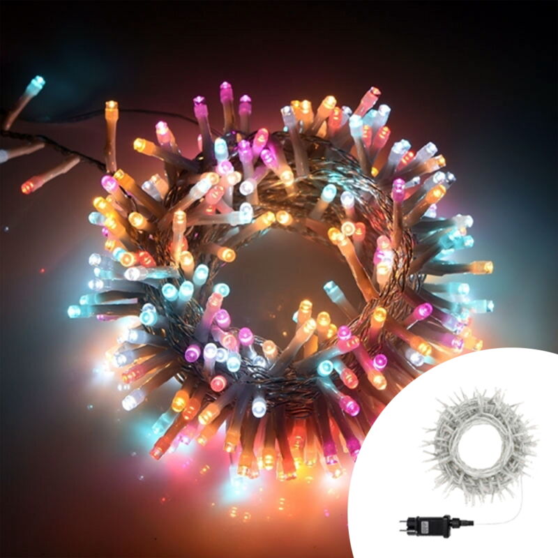 foto del prodotto catena di luci 26 metri da 864 led multicolore con cavo trasparente wisdom