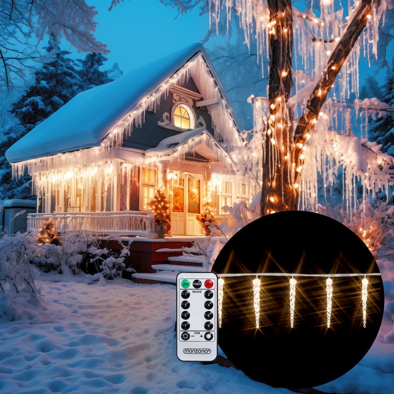 foto del prodotto catena di luci 40-80 led pioggia di meteore cascata luminosa addobbo natalizio stalattiti di ghiaccio illuminazione per interni ed esterni 80