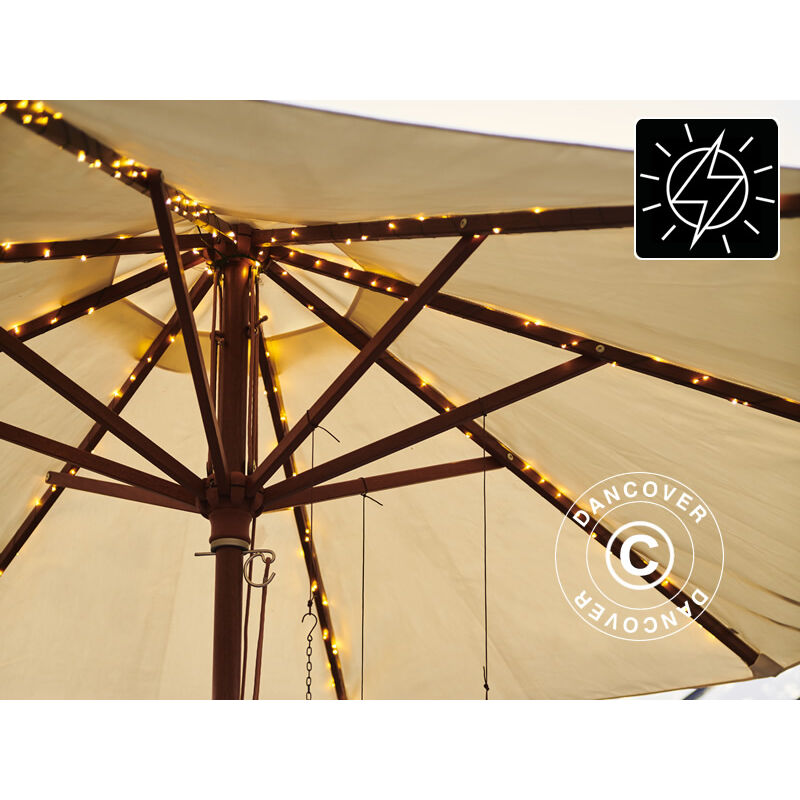 foto del prodotto catena di luci led a energia solare per ombrellone, knirke, 8x2m,