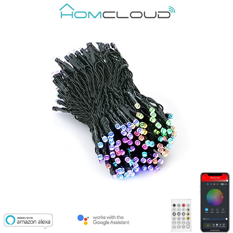 foto del prodotto catena di luci led smart tuya wifi 20 metri da 200 led rgb ic homcloud
