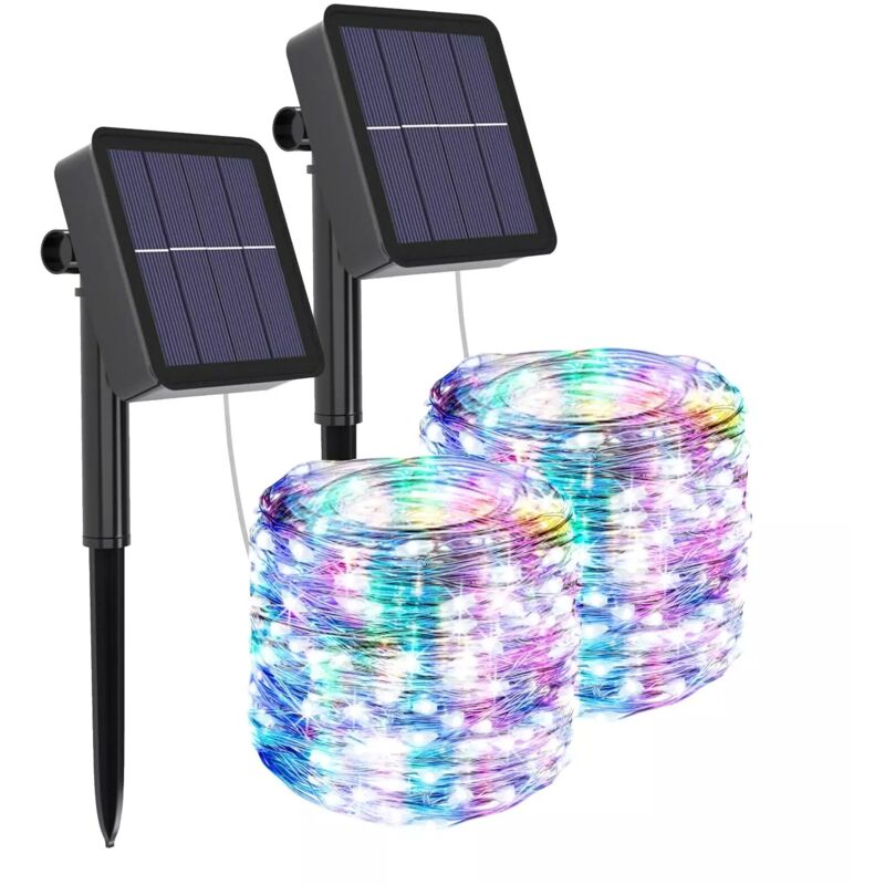 foto del prodotto catena di luci led solare 20m per esterni, 200 led, ip44, 8 modalit di illuminazione, con pannello solare, ideale per decorazioni natalizie,