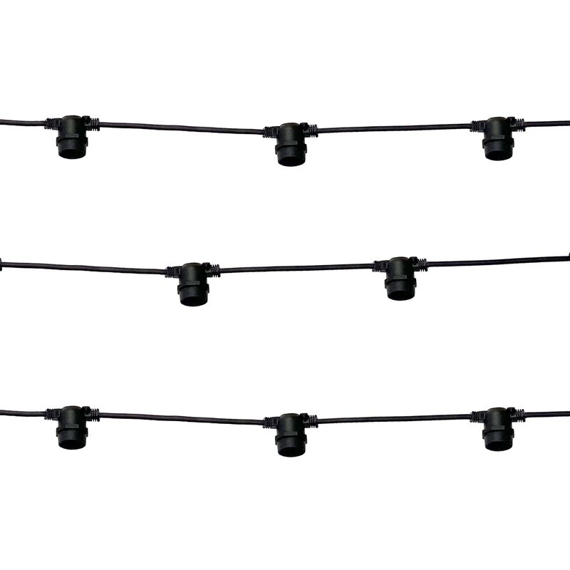 foto del prodotto catena di luci lineare 10 metri per 10 lampadine e27 ip54 nera wisdom