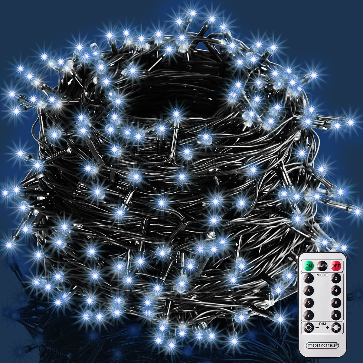 foto del prodotto catena di luci natale 400 led bianco freddo 40m telecomando