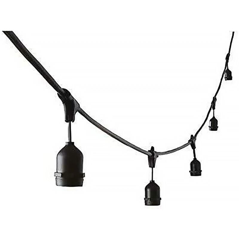 foto del prodotto catena di luci pendenti 5 metri per 10 lampadine e27 ip65 nera wisdom