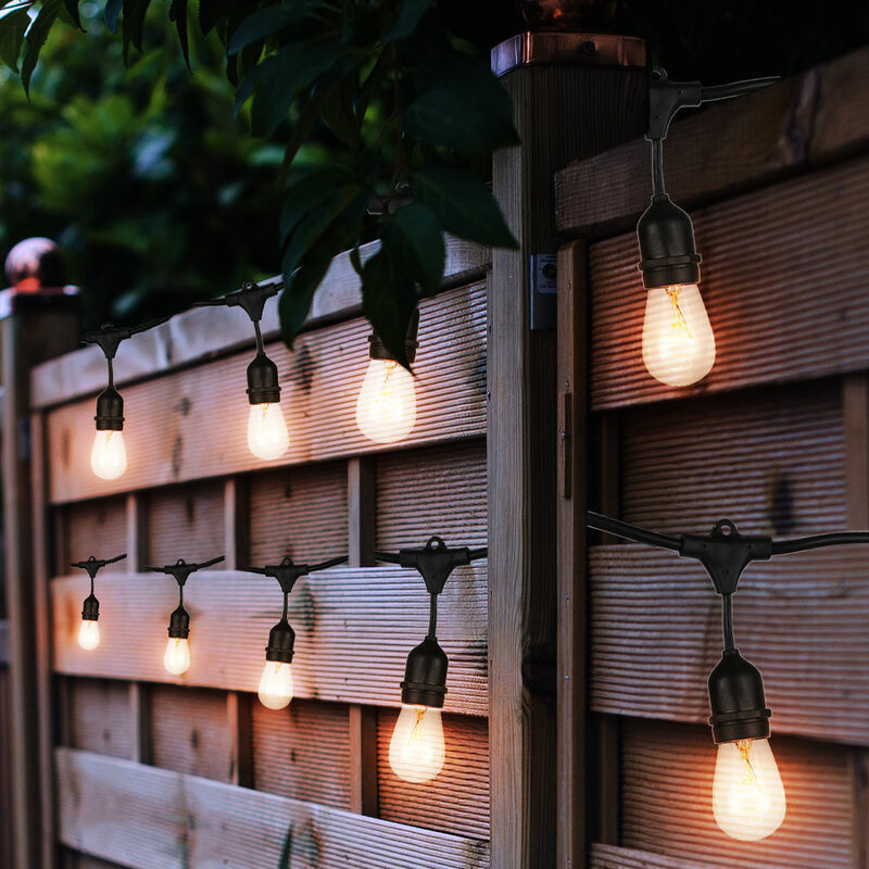 foto del prodotto catena di luci per esterni illuminazione per feste catena di luci per esterni decorazione per giardino catena di luci lampadine, nero, 15 fiamme