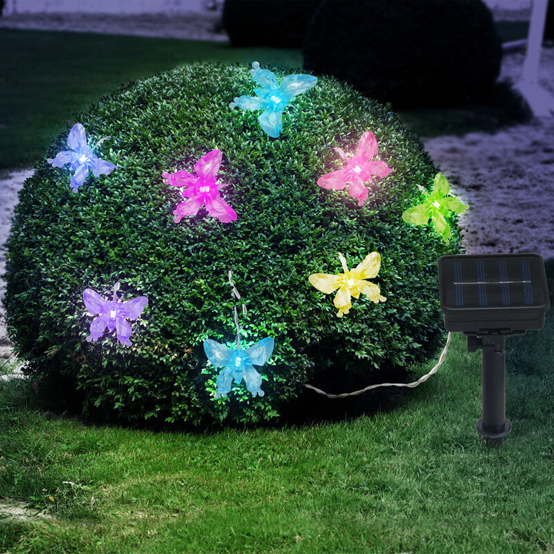 foto del prodotto catena di luci solari da esterno a led rgb effetto farfalla, lampada decorativa da giardino, luce da parco, 10x, l 470 cm