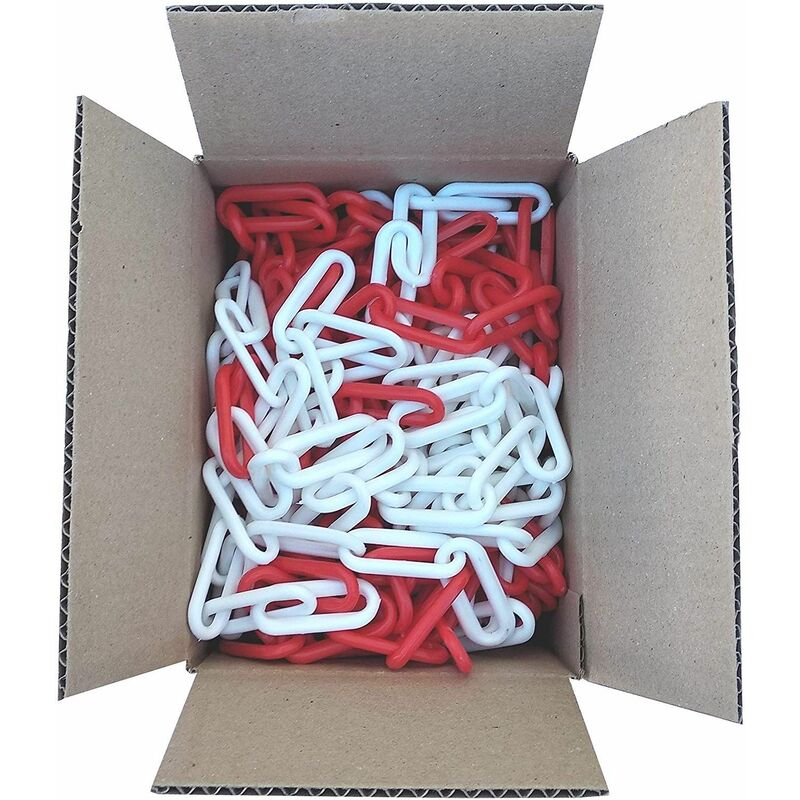 foto del prodotto catena di plastica per il parcheggio e sicurezza, bianca e rossa, 6 mm, da 5 a 50 metri lunghezza 50 metri
