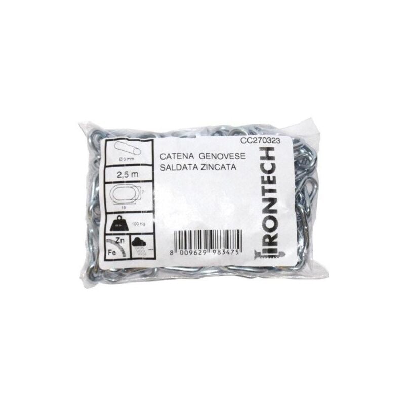 foto del prodotto catena genovese pretagliata 3 mm. in acciaio zincato 2,5 mt.