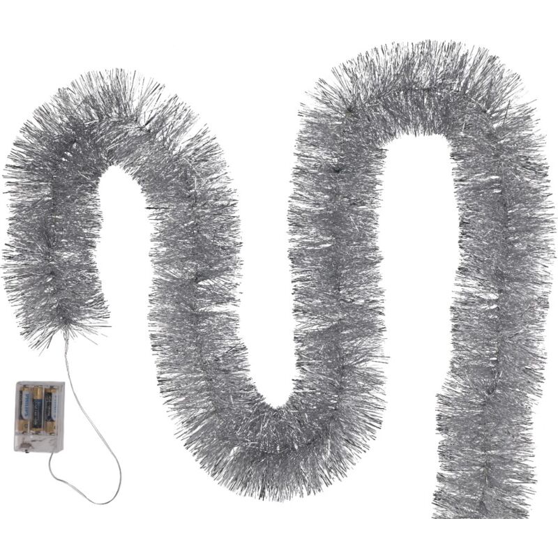 foto del prodotto catena led argento per albero di natale, funzionamento a batteria, per albero di natale, 6 metri