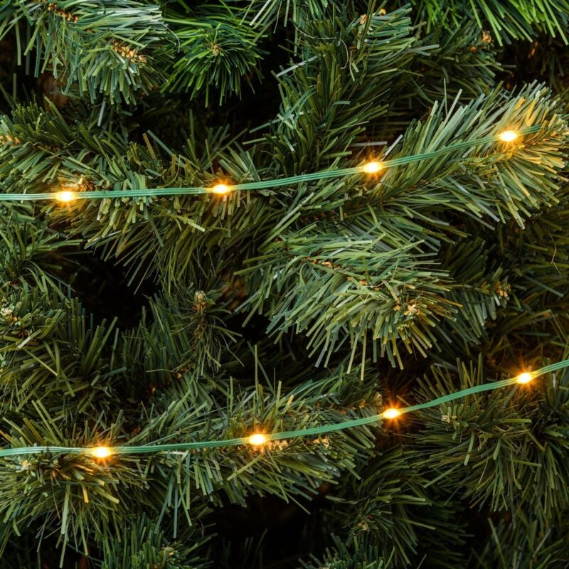 foto del prodotto catena lineare gocce luminose con led da 4 mm con cavo 8 giochi di luce luce fredda 400 led 30 mt verde