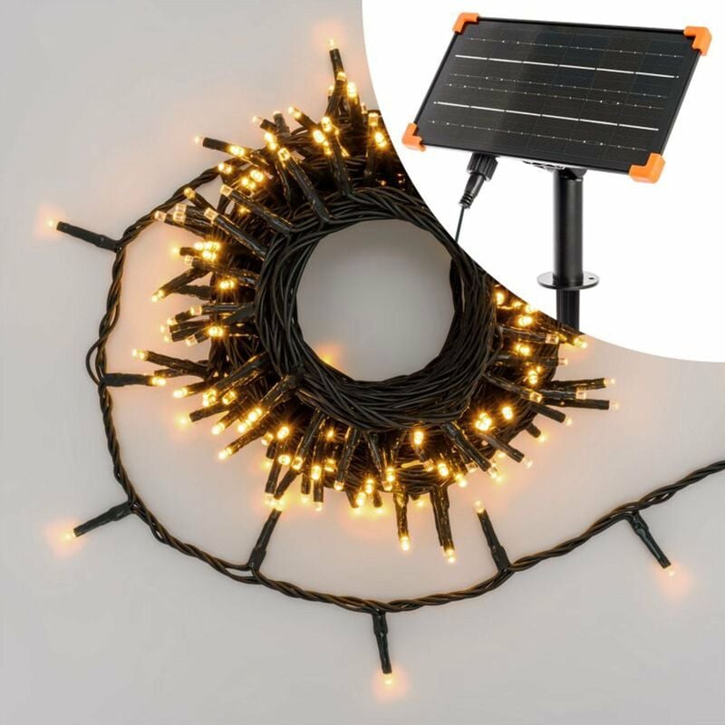 foto del prodotto catena lineare natalizia 1200 miniled bianco caldo 3 mm con pannello solare decorazione natalizia