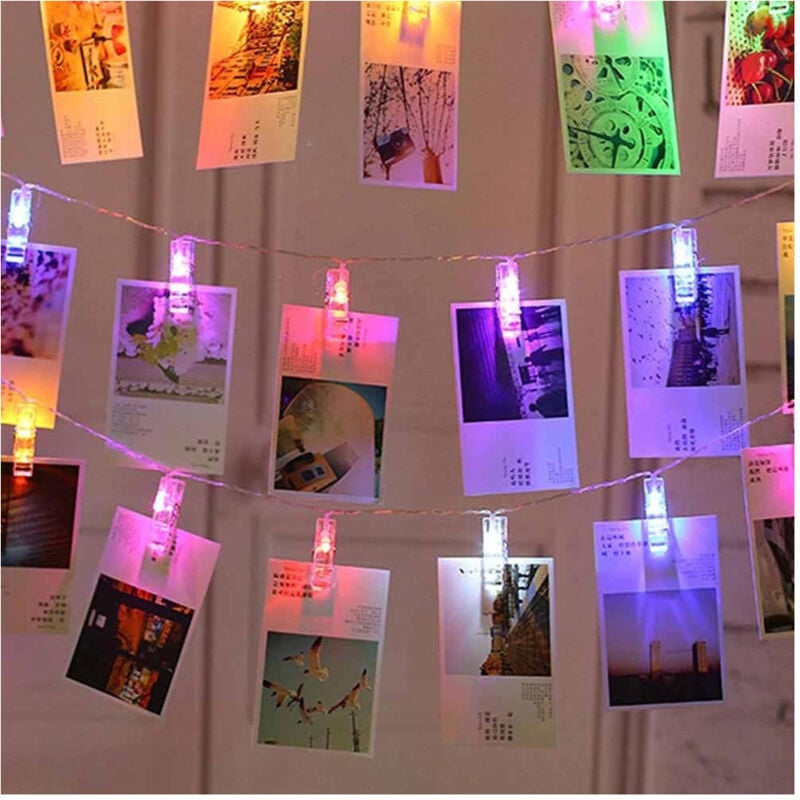 foto del prodotto catena luminosa 10 mollette led ghirlanda stringa per appendere foto multicolor trade shop traesio