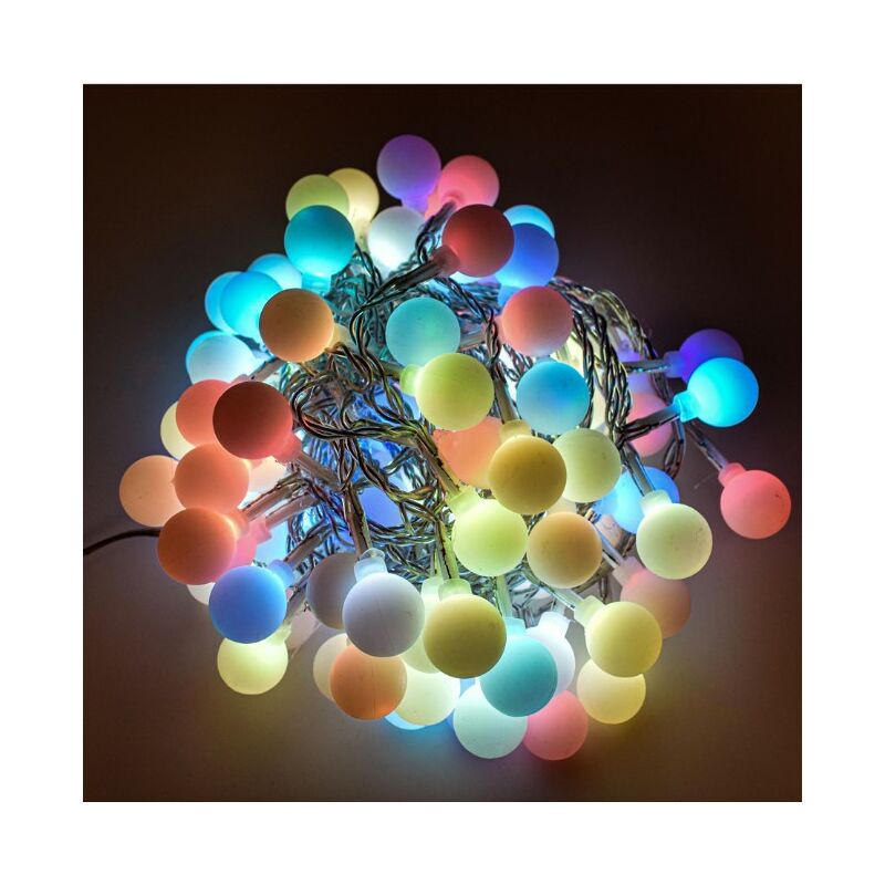 foto del prodotto catena luminosa 100 sfere opache led multicolor 5 m
