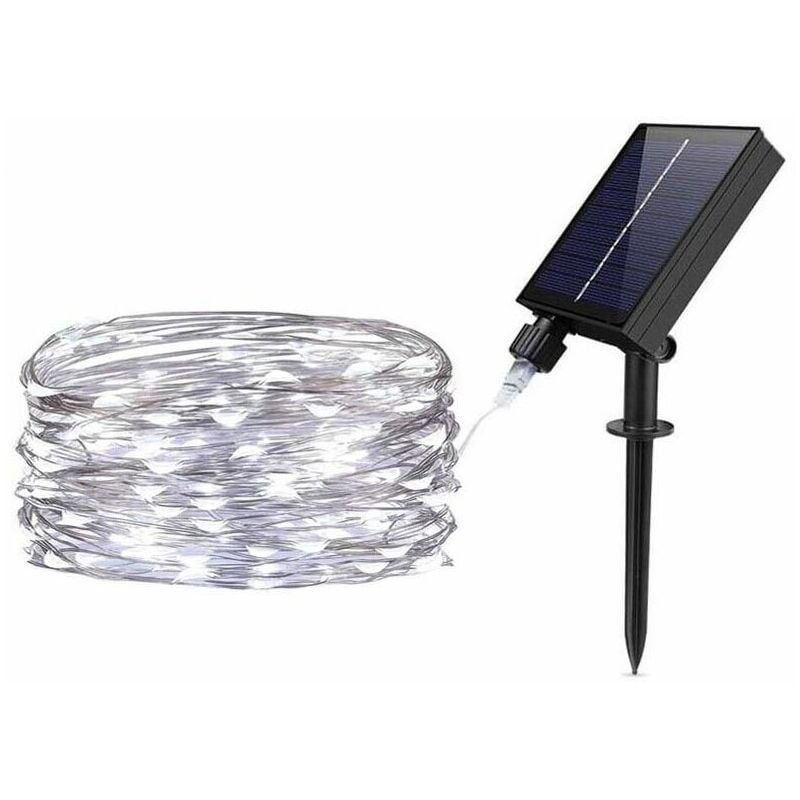 foto del prodotto catena luminosa 30 mt luci natalizi pannello solare minilucciola 300 led bianca