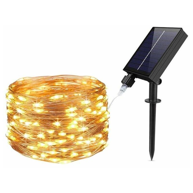 foto del prodotto catena luminosa 30 mt luci natalizi pannello solare minilucciola 300 led calda