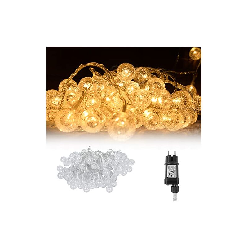 foto del prodotto catena luminosa 30m 240 lucine sferiche a led per interni esterni bianco caldo con spina 8 modalit ip44 cavo di alimentazione 5m lampadina lucine