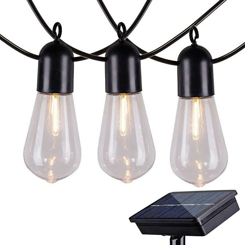 foto del prodotto catena luminosa 4.5mt con pannello solare 10 lampade luce calda impermeabile