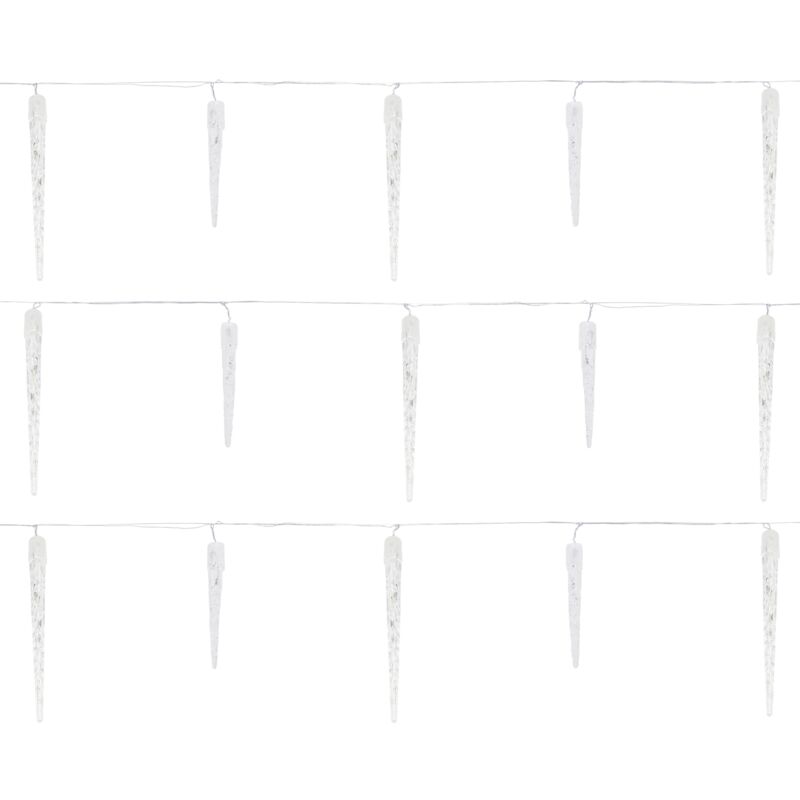 foto del prodotto catena luminosa 72 led a forma di ghiacciolo bianco freddo 6,9 m cavo 5 m 8 modalit timer da esterno ip44 illuminazione natalizia decorazione di
