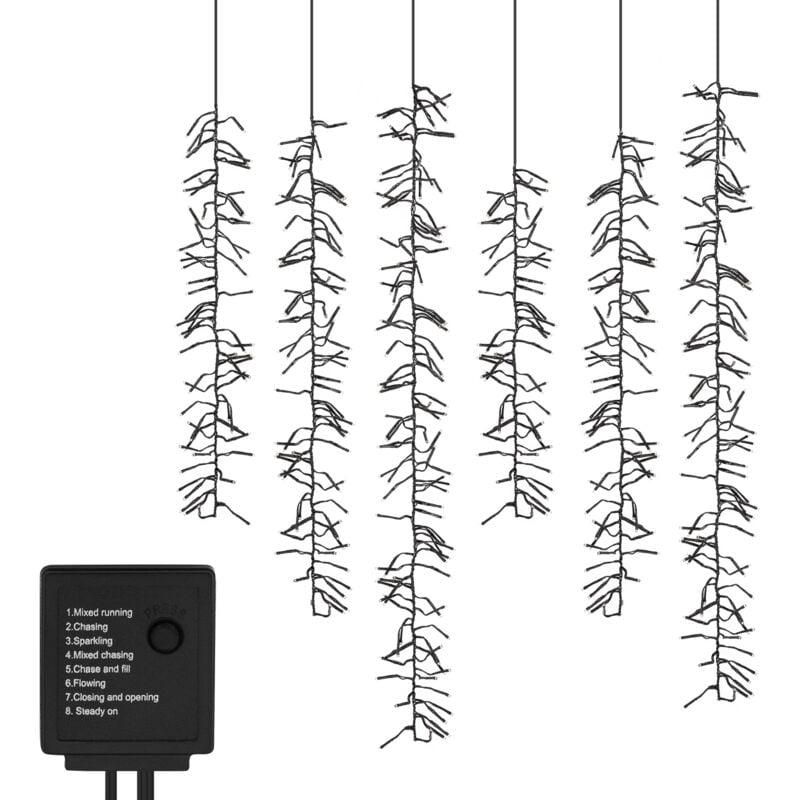 immagine 0 del prodotto catena luminosa a 480 led luce bianca calda luci di natale a cascata con pannello di controllo e timer uso interno ed esterno ip44 a corrente