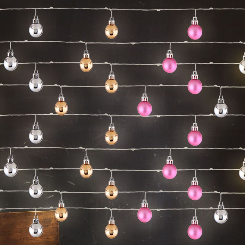 foto del prodotto catena luminosa a led catena luminosa natalizia 180x palline decorazione colorata, 9x 20 0,03w bianco caldo, l 220 cm