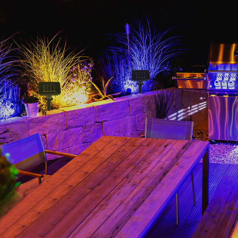 foto del prodotto catena luminosa a led catena luminosa solare solare con picchetto a terra led multicolore lampada da presa led da giardino, plastica nera,