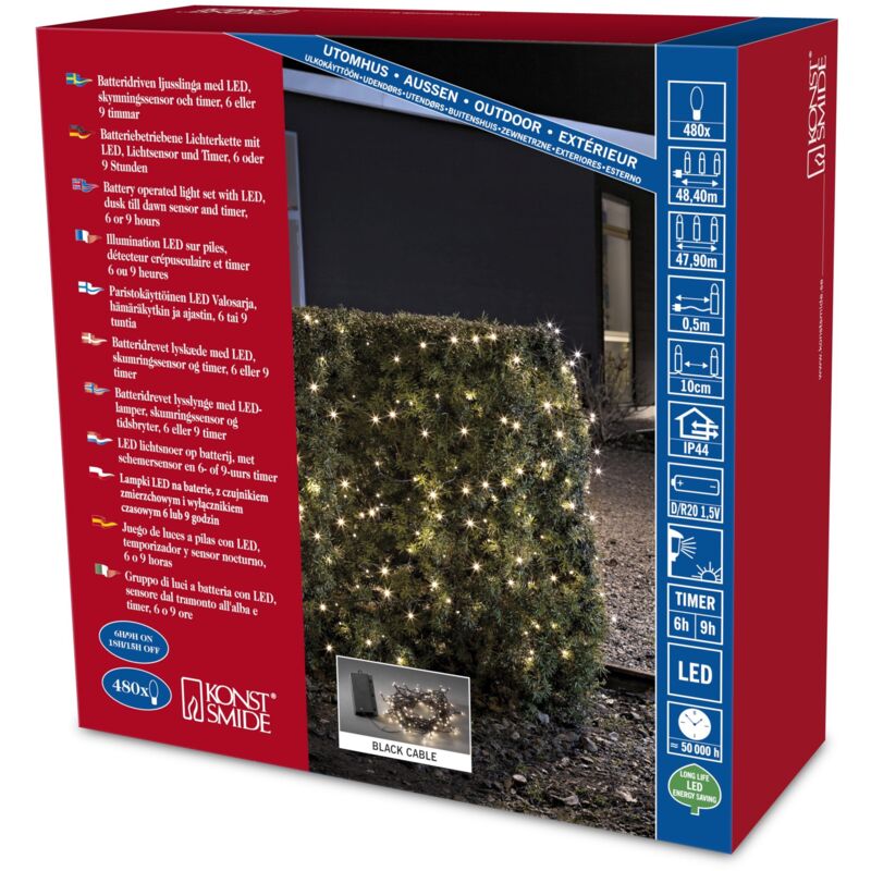 foto del prodotto catena luminosa a led con interruttore, sensore di luminosit , timer da 6 e 9 h konstsmide